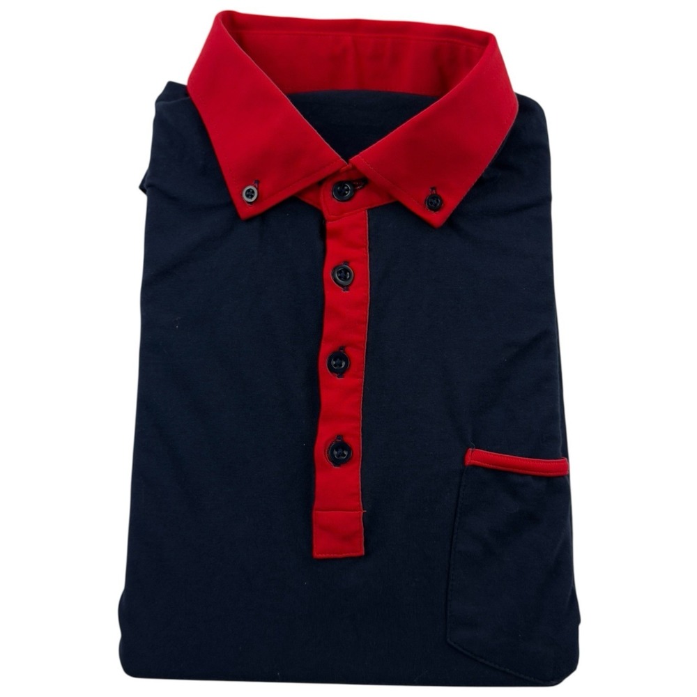 State & Liberty Red White & Blue Colorblock Stretch Polo Shirt Men's Size Medium